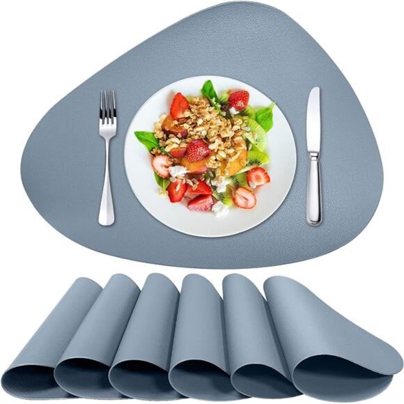 Placemats Set of 6 for Dining Table Mats FauxLeather Placemats Wipeable Washable - Picture 1 of 7
